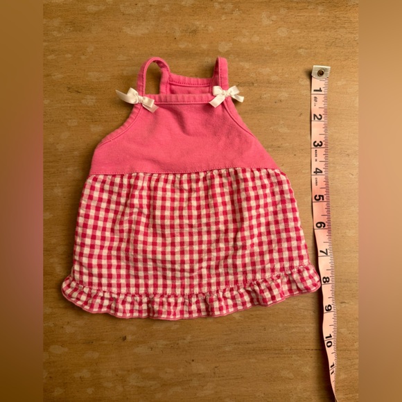 Pink gingham doggie dress with shoulder ribbon detail in size small - Picture 3 of 3
